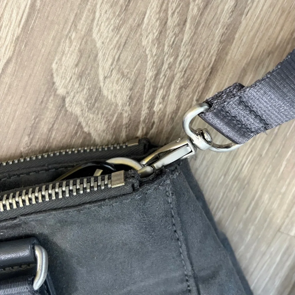 Kipling Charcoal Gray Crossbody Satchel‎ Bag Coated Nylon Monkey Travel 11x8x4